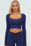 The Lushness Long Sleeve Crop Top Flared Leggings 2-Piece Set