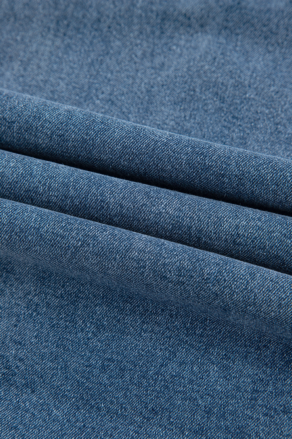 Stone Blue Star Patchwork Cropped Wide Leg High Waist Jeans - Pikemla