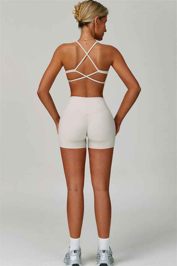 The Bold Cross Back Sports Bra Shorts 2-Piece Set