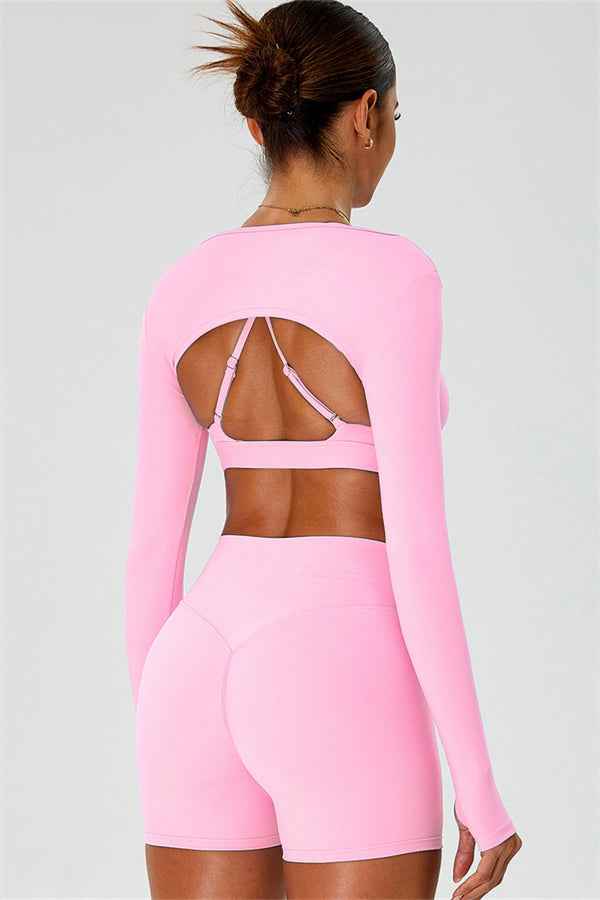 The Ember Sports Bra Crop Top Shorts 3-Piece Set