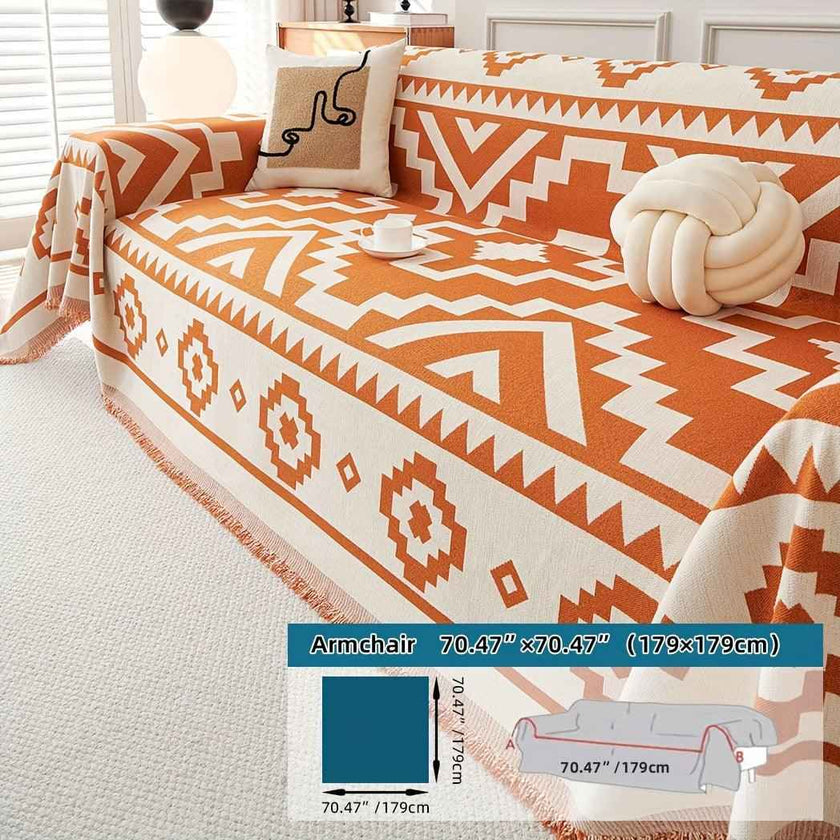 Boho-Chic All-Season Sofa Cover | Light Gray & Pet Proof Couch Cover