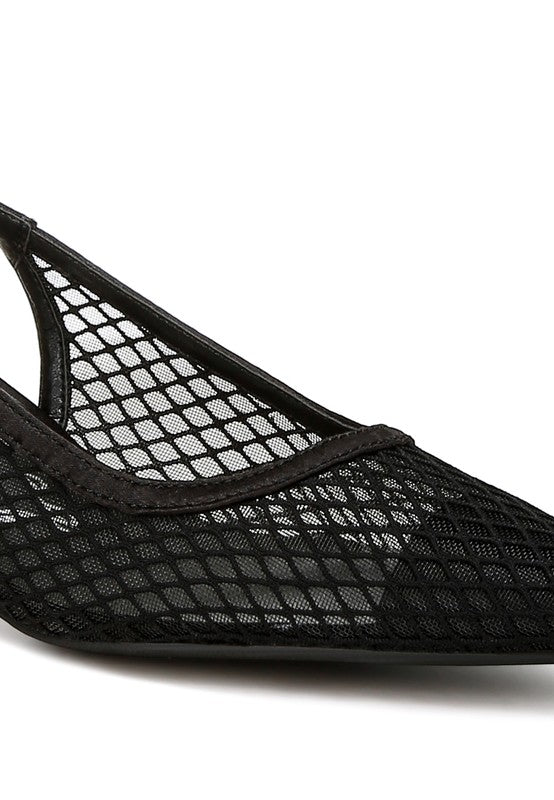 Kiev Mesh Pin Buckle Pointed Mules - Pikemla