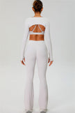 The Ember Sports Bra Crop Top Flared Leggings 3-Piece Set