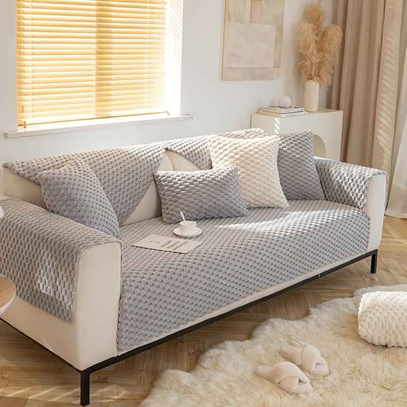 Plush Nordic Sofa Slipcover | non slip couch cover for dogs
