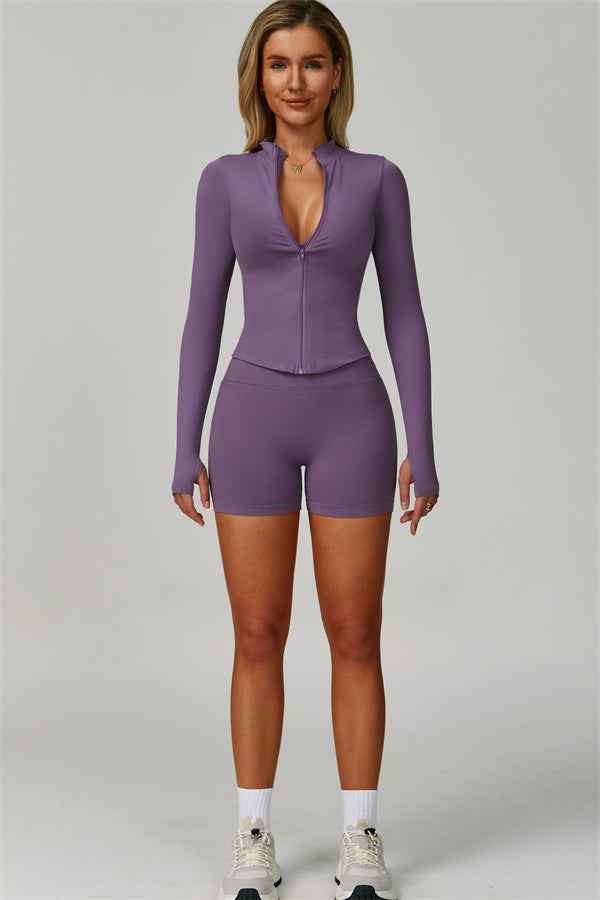 The Empower Jacket Sports Bra Shorts 3-Piece Set