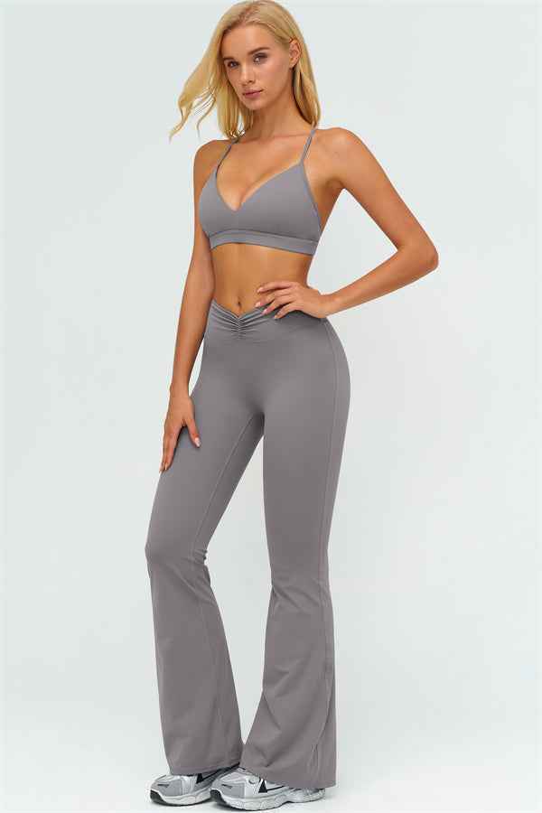 The Lushness Y-Back Sports Bra Flared Leggings 2-Piece Set