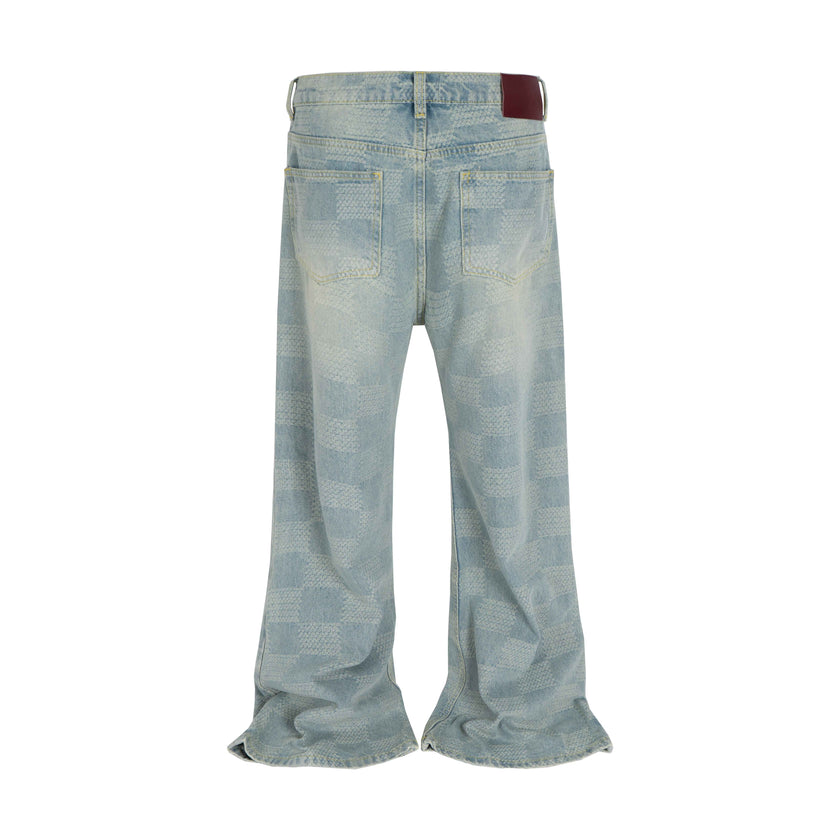 AZUL CHECKERED FLARE DENIM