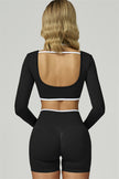 The Prime Line Long Sleeve Crop Top Shorts 2-Piece Set