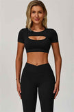 The Lavish Cut-out Crop Top Flared Leggings 2-Piece Set