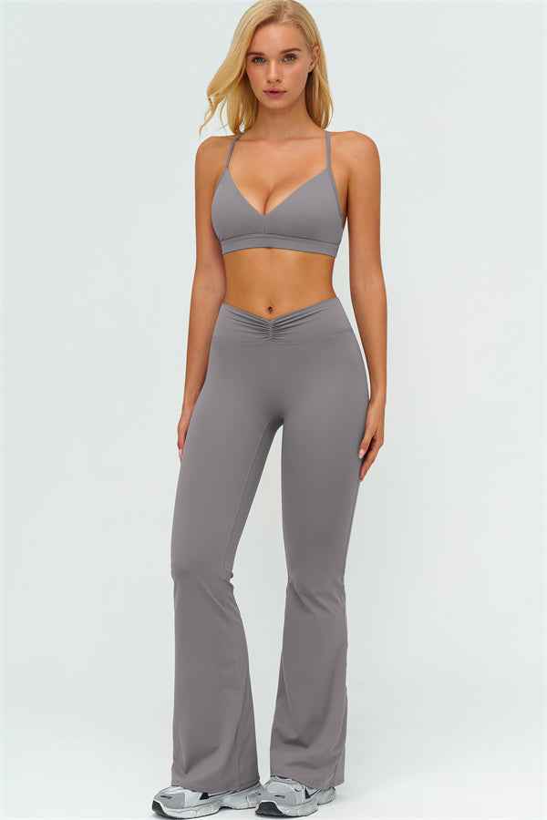 The Lushness Y-Back Sports Bra Flared Leggings 2-Piece Set