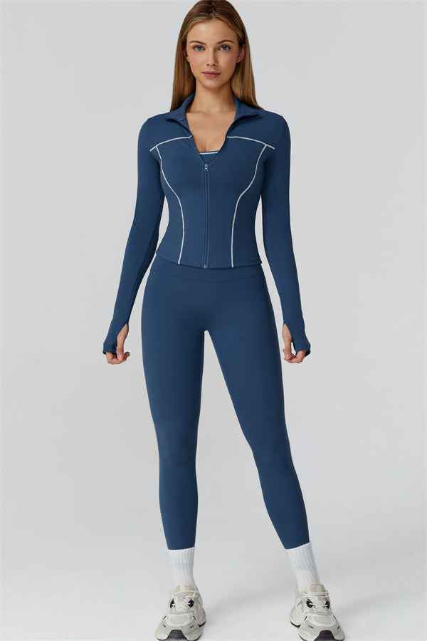 The Venus Zip Top Sports Bra Leggings 3-Piece Set