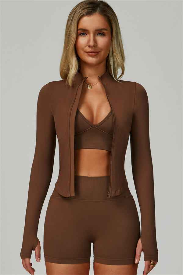 The Empower Jacket Sports Bra Shorts 3-Piece Set