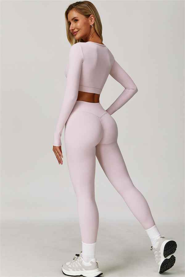 The Lavish Long Sleeve Cut-out Crop Top Leggings 2-Piece Set