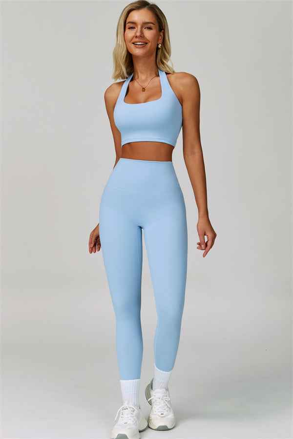 The Seraphine Halter Crop Top Leggings 2-Piece Set