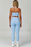 The Seraphine Halter Crop Top Leggings 2-Piece Set