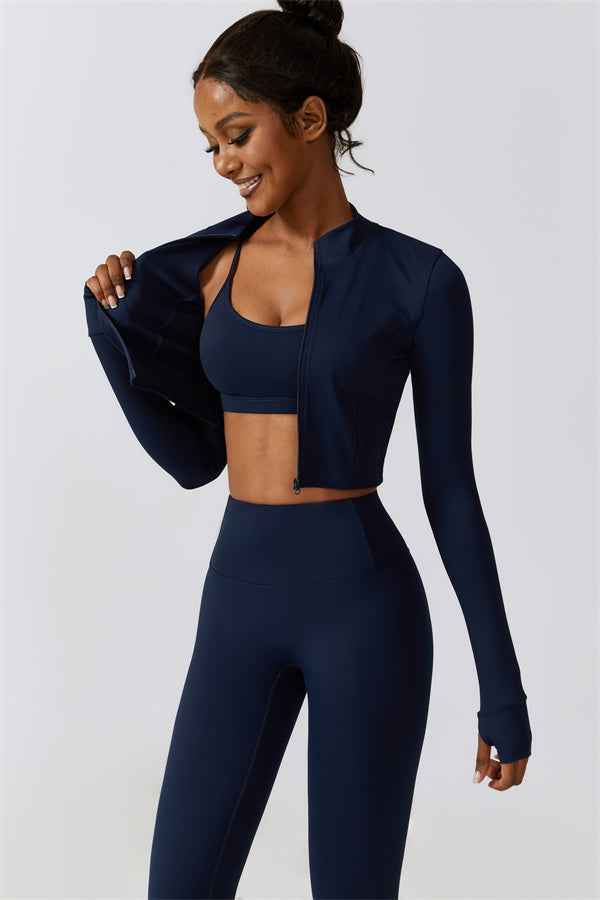 Juno Star Jacket Sports Bra Leggings 3-Piece Set