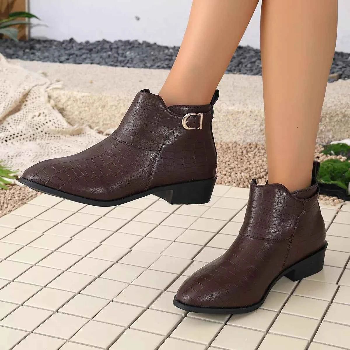Point Toe Block Heels Boots