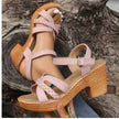 Foreign Trade Round Head Chunky Heel Ankle-strap Buckle Sandals