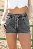 High-rise Drawstring High Waist Casual Denim Shorts with Pockets - Pikemla