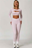 The Lavish Long Sleeve Cut-out Crop Top Leggings 2-Piece Set