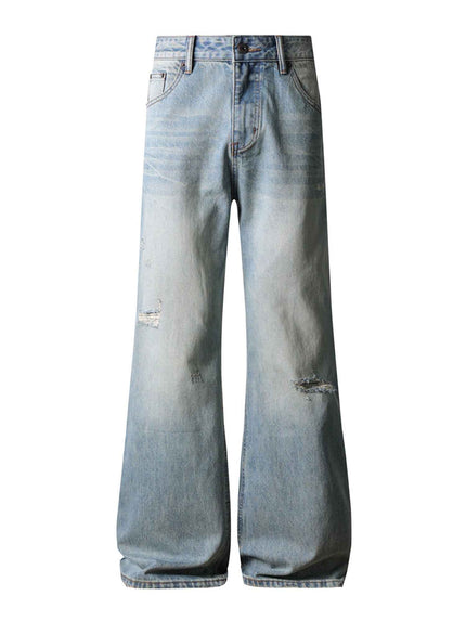 STONE WASH DISTRESSED BOOTCUT DENIM