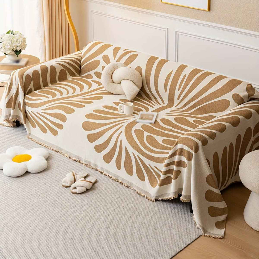 Versatile Chenille Sofa Cover - Pet-Friendly, Orange Dog Couch Cover