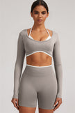 The Elevate Long Sleeve Crop top Shorts 2-Piece Set
