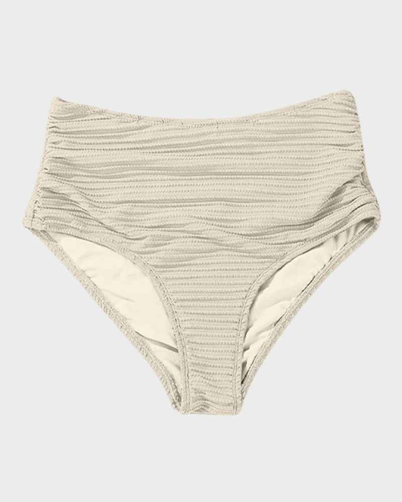 Textured Knot-Front High-Waisted Bikini Set
