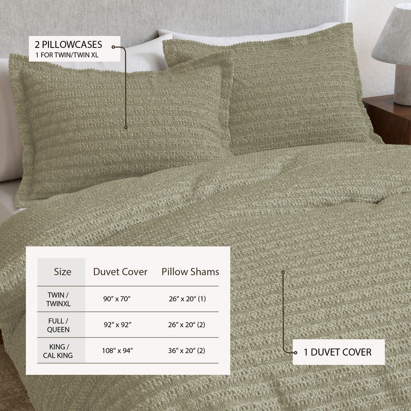 100% Cotton Honeycomb Waffle Duvet Set - Mattea Collection