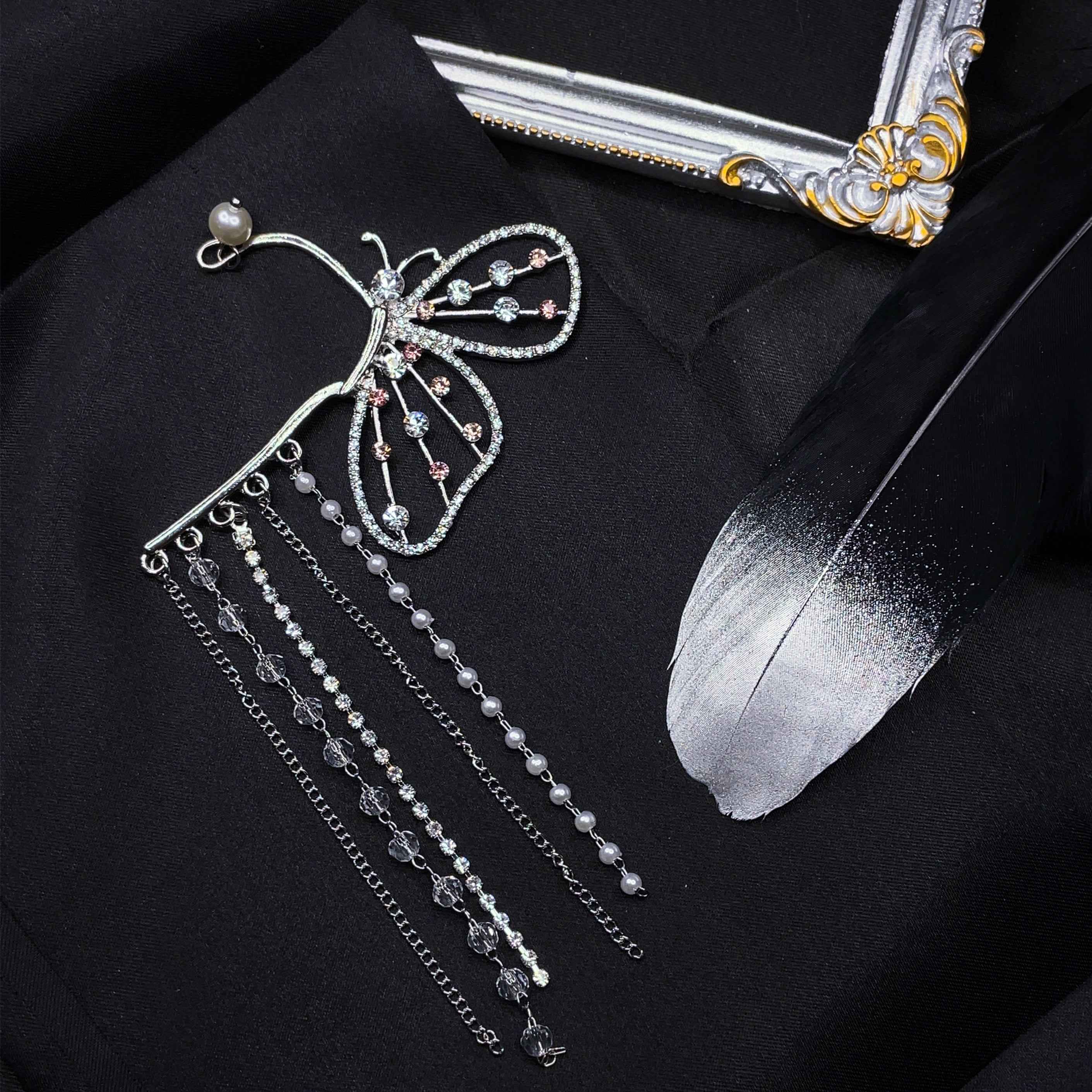 Crystal Butterfly Tassel Ear Wrap
