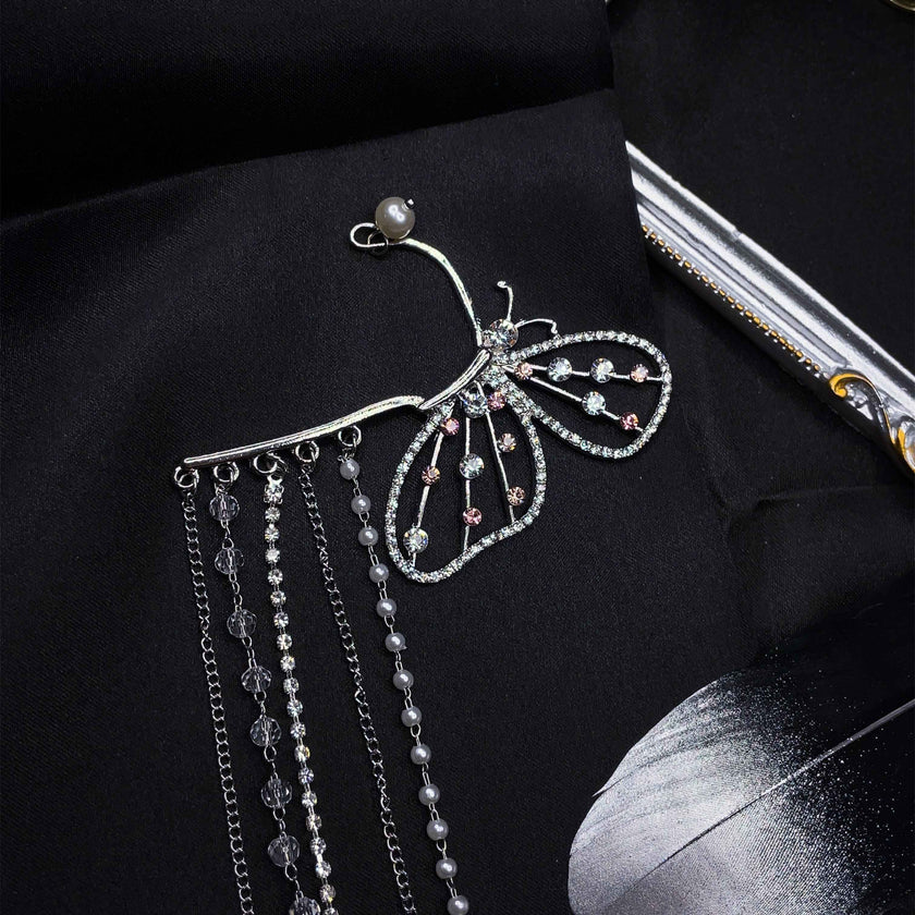 Crystal Butterfly Tassel Ear Wrap