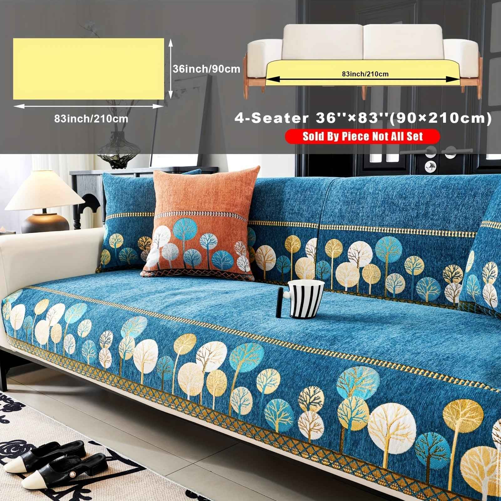 Pet Proof Couch Cover - Boho Chenille Sofa Cover with Tree Embroidery