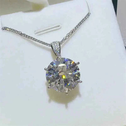 10 Carat Moissanite 925 Sterling Silver Pendant Necklace