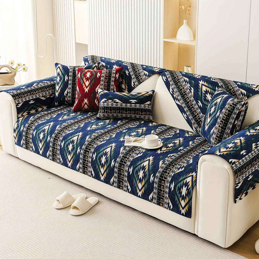 Boho Couch Cover - Chic Snow Chenille Sofa Slipcover