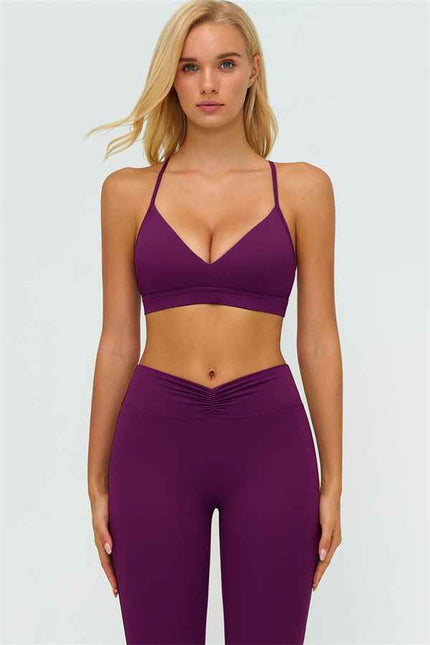 The Lushness Y-Back Sports Bra Flared Leggings 2-Piece Set