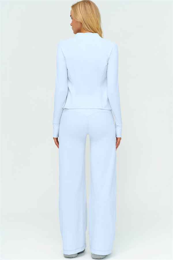 The Twirl Zip Jacket Halter Tank Top New Straight Leg Pants 3-Piece Set