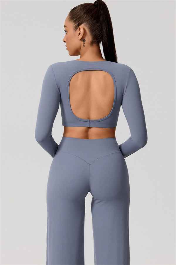 The Nestle Long Sleeve Crop Top Straight Leg Pants 2-Piece Set