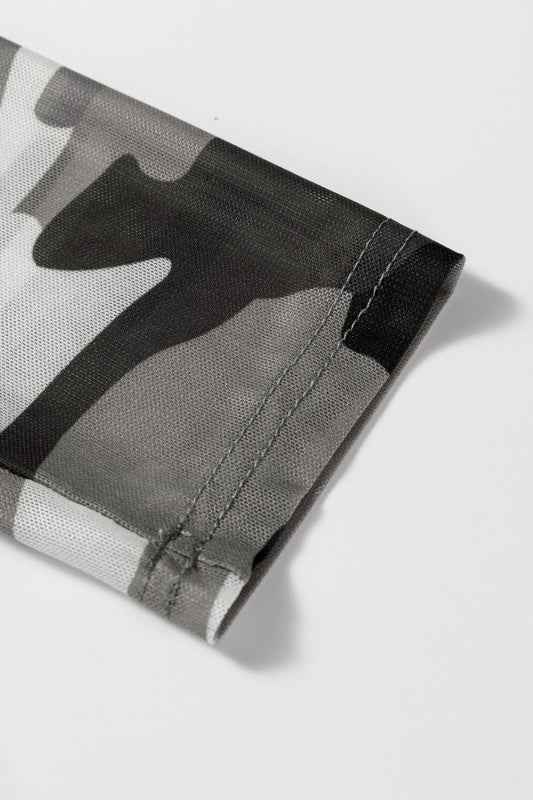 Western Camo Mesh Long Sleeve Top