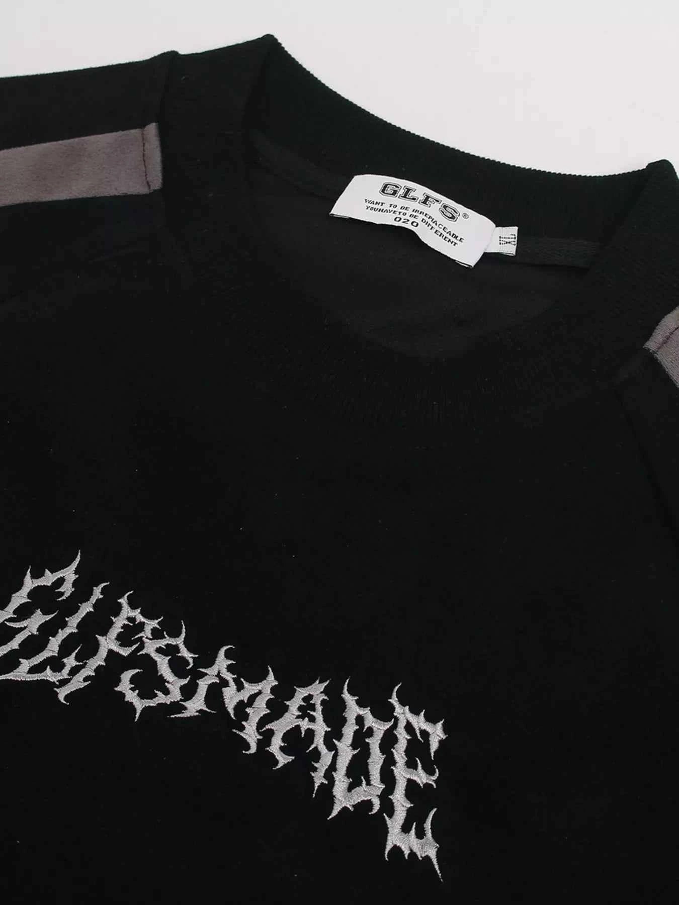 Men's Letter Embroidered Round Neck T-Shirt