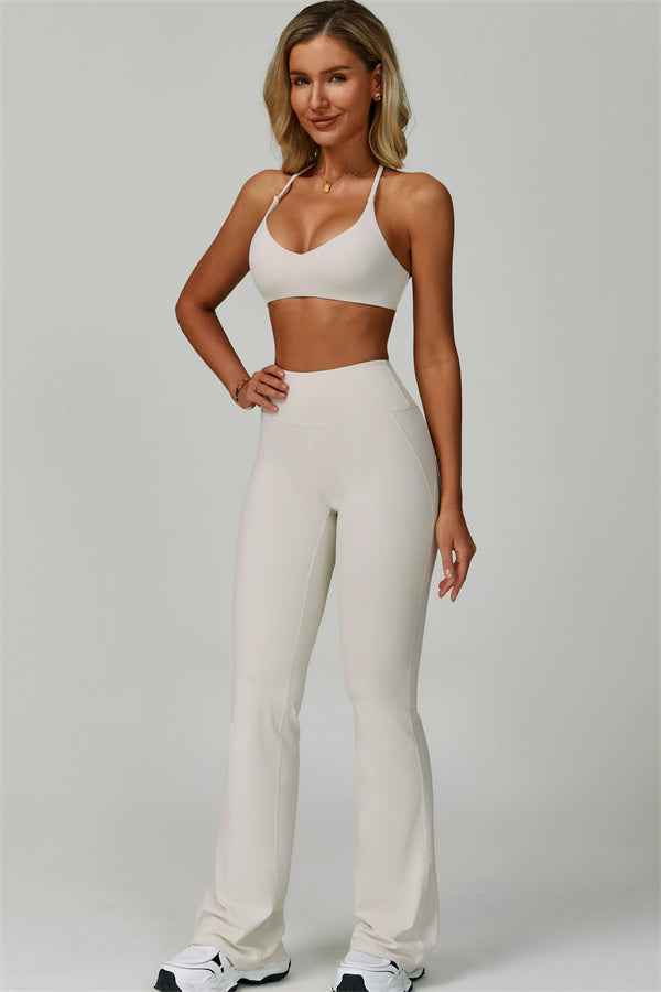 The Bold Cross Back Sports Bra Flared Leggings 2-Piece Set