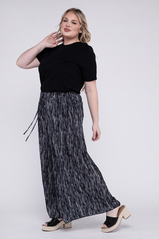 Drawstring Waist Wide Leg Pants - Pikemla