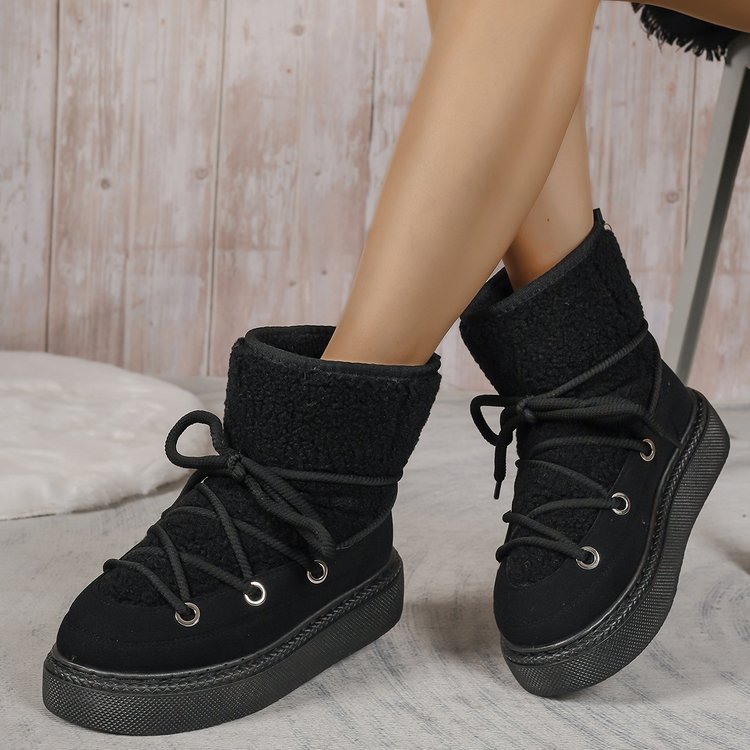 Platform Cross Strap Snow Boots