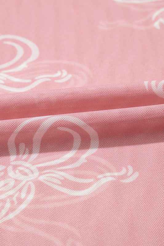 Bow Long Sleeve Mesh Top