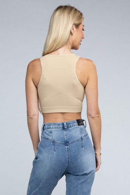 Ribbed Cropped Tank Top - Pikemla