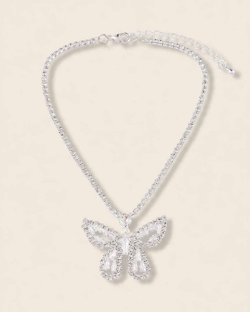 Jeweled Butterfly Pendant Necklace