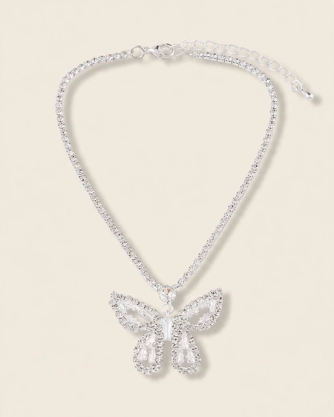 Jeweled Butterfly Pendant Necklace