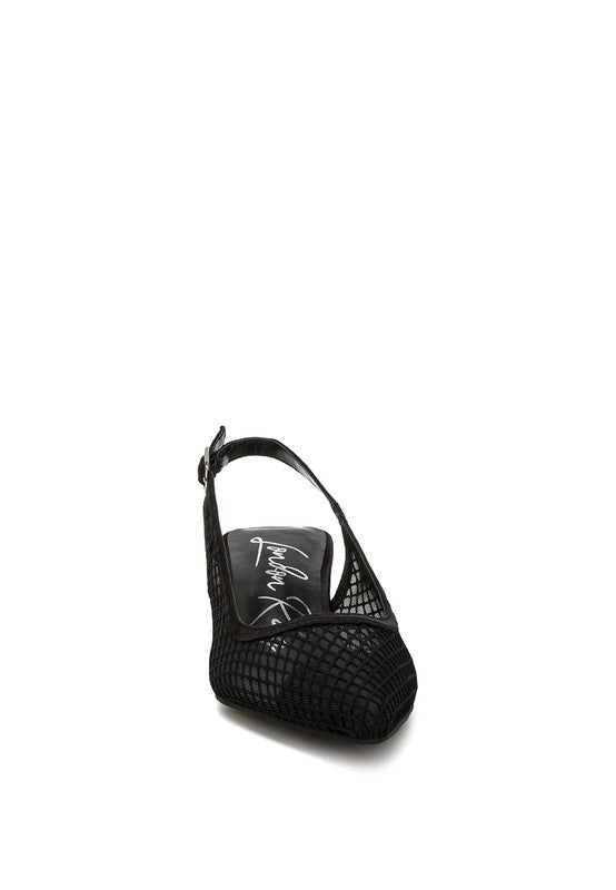 Kiev Mesh Pin Buckle Pointed Mules - Pikemla