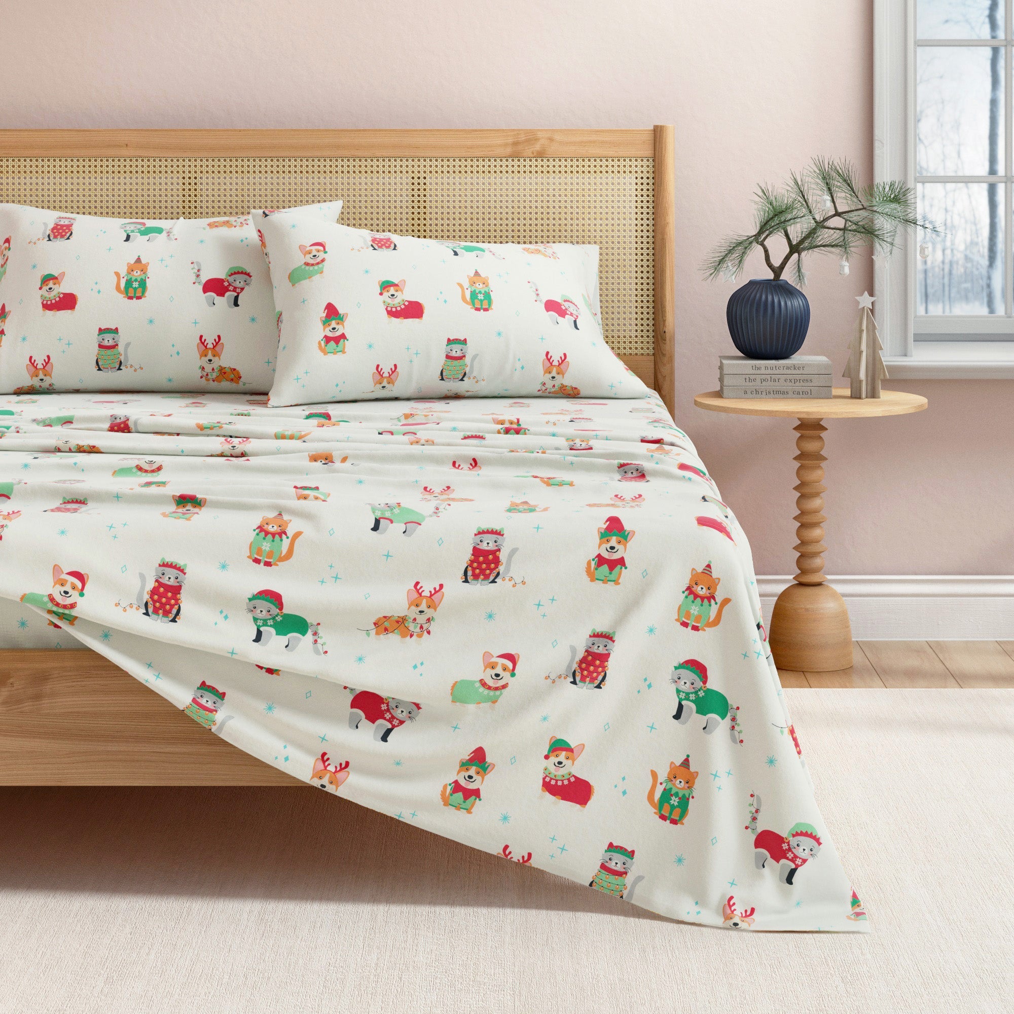 4-Piece Turkish Cotton Christmas Flannel Sheet - Whittaker Collection