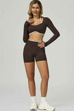 The Prime Line Long Sleeve Crop Top Shorts 2-Piece Set