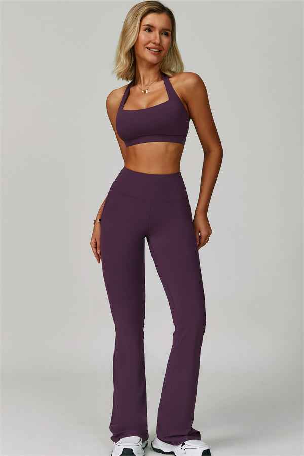 The Bold Halter Sports Bra Flared Leggings 2-Piece Set